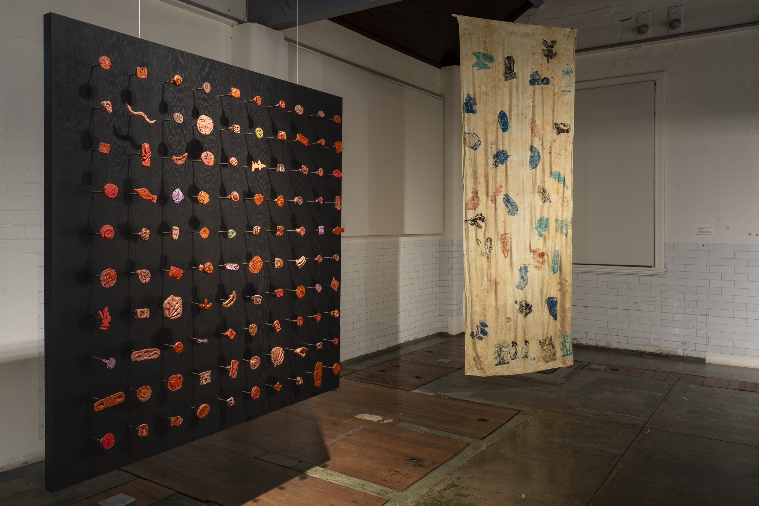 Doontanboro Kura Exhibition - Clay Stamps & Eco-dyed Textile - Photographer Hugh Sando