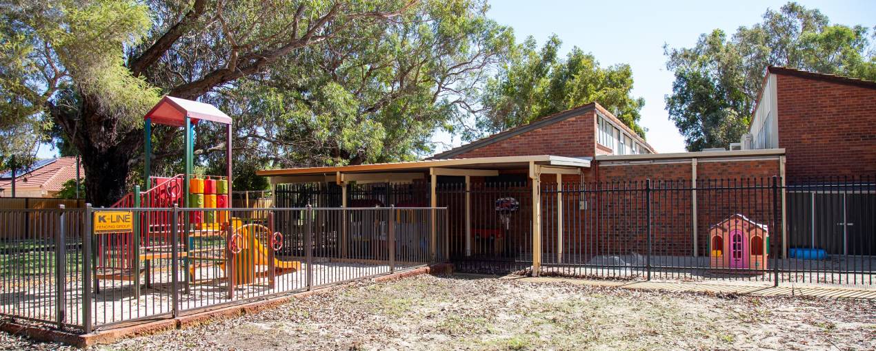 There is an enclosed playground