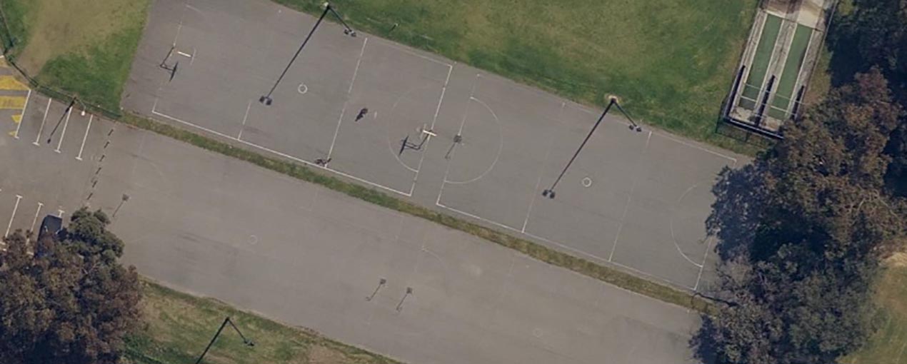 Aerial view of the old netball court