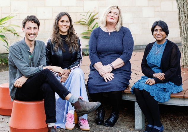 Oscar van Gass, Ilona McGuire, Andrea Thompson and Lakshmi Kanchi sitting together for Melville Storylines