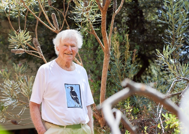 Photograph of Botanist Alex George in his garden.