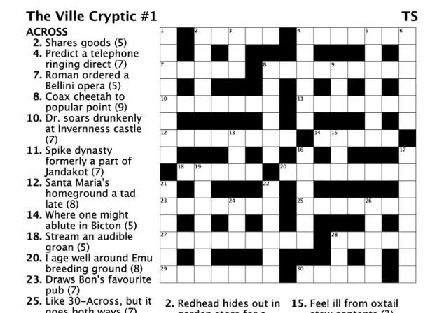 A section of a crossword