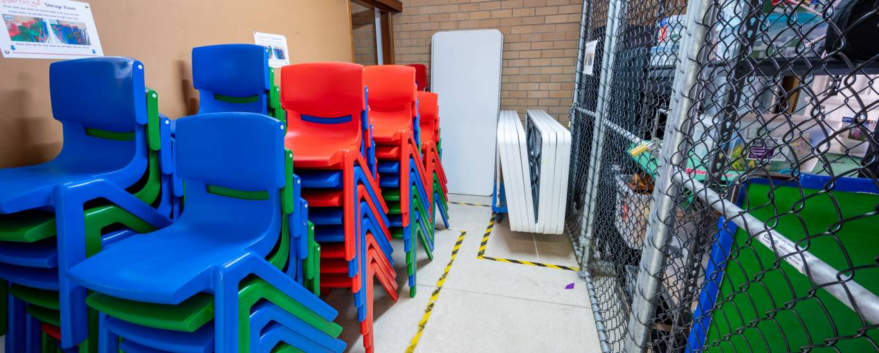 There are chairs and trestle tables available for use