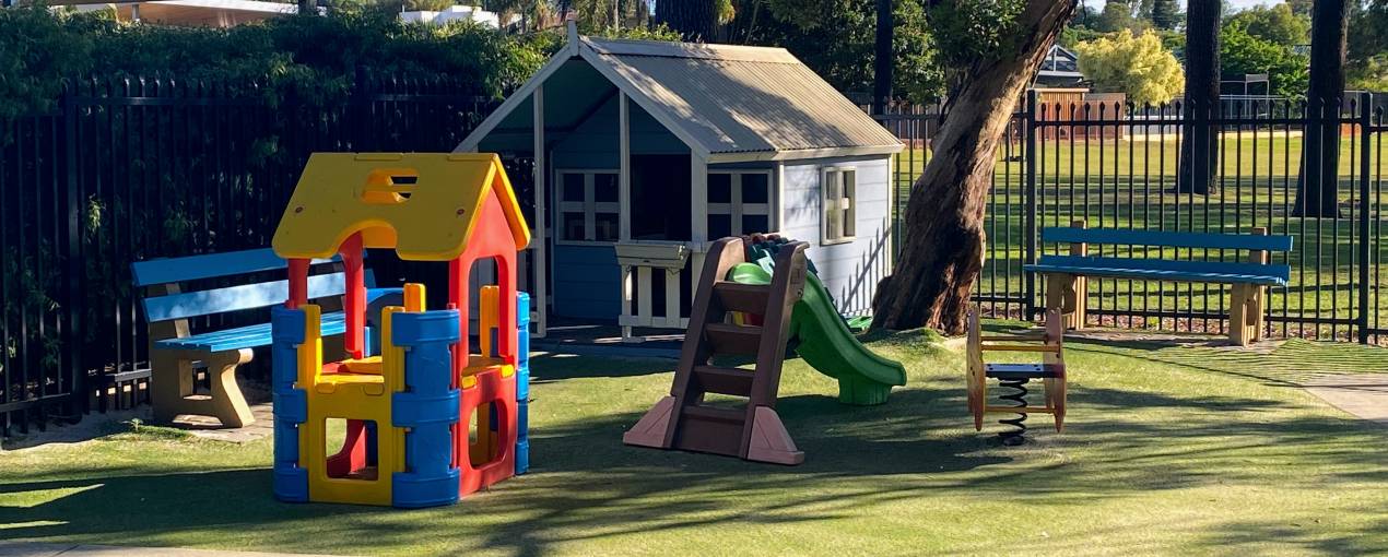 The play area caters for a range of ages and overlooks the gorgeous parklands behind