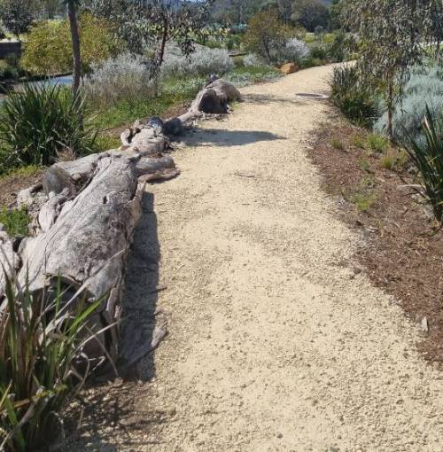 Natural design elements such as logs, play a dual role providing habitat for invertebrates and lizards. 