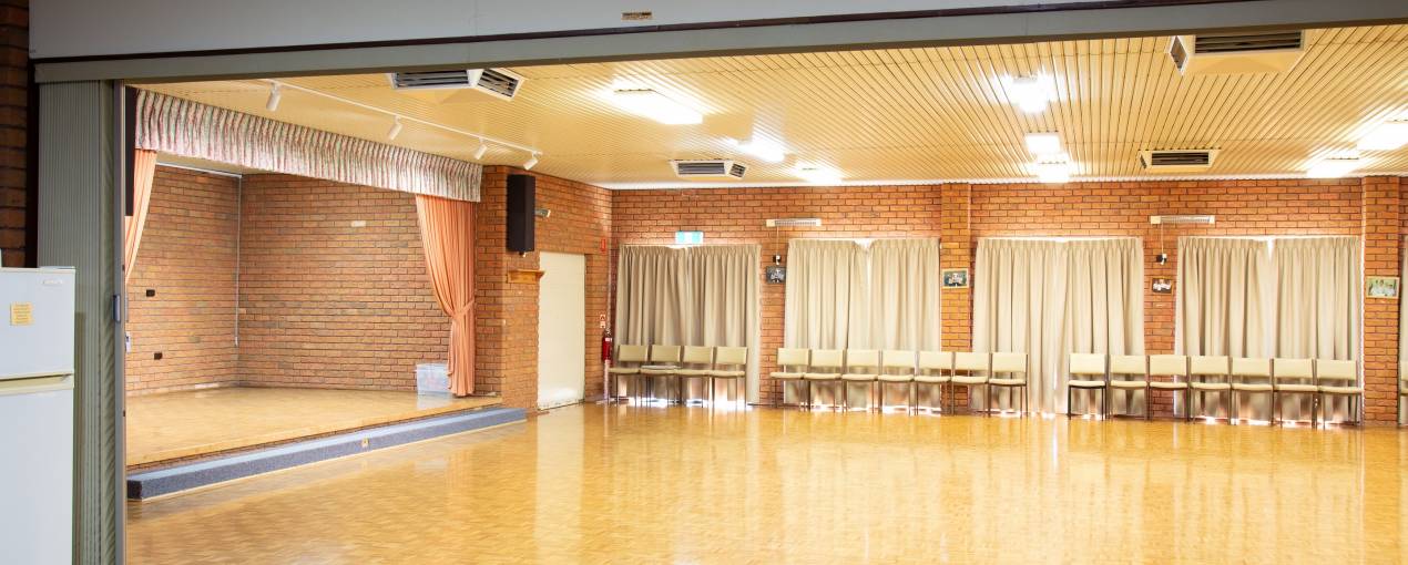 There is a stage and PA system