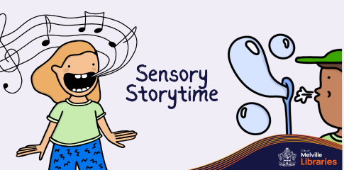 An image with a cartoon icon of a girl singing and and boy blowing bubbles out of a wand.