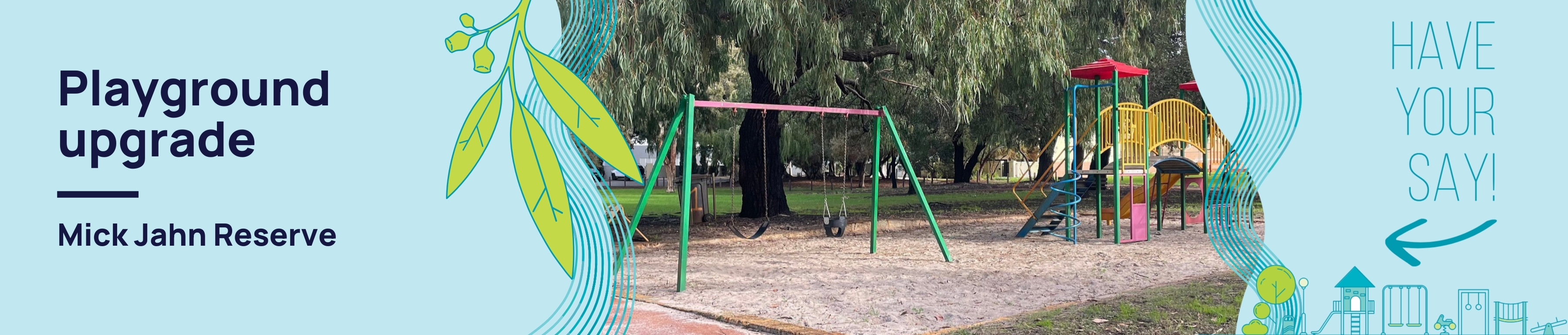 Swings and playground at Mick Jahn