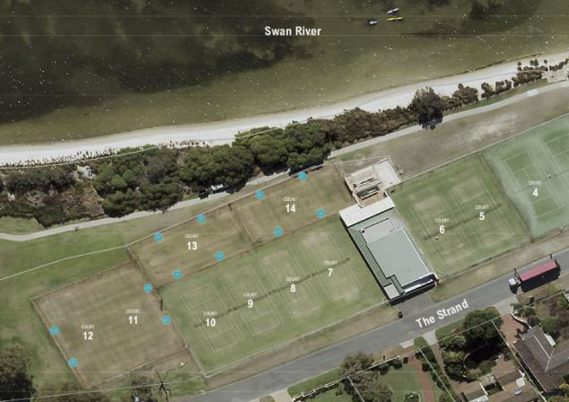 Aerial view of tennis courts