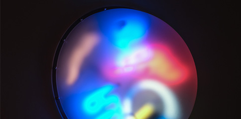 a series of coloured neon lights.