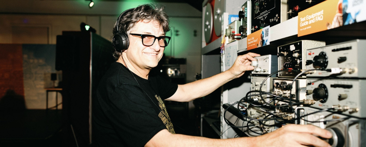 Artist Gaetan Schurrer at the Cold War to Dance Floor exhibition 2022-2023