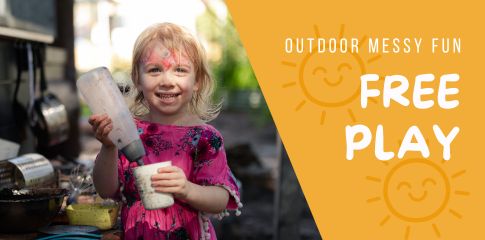 Event graphic with title and photograph of toddler playing