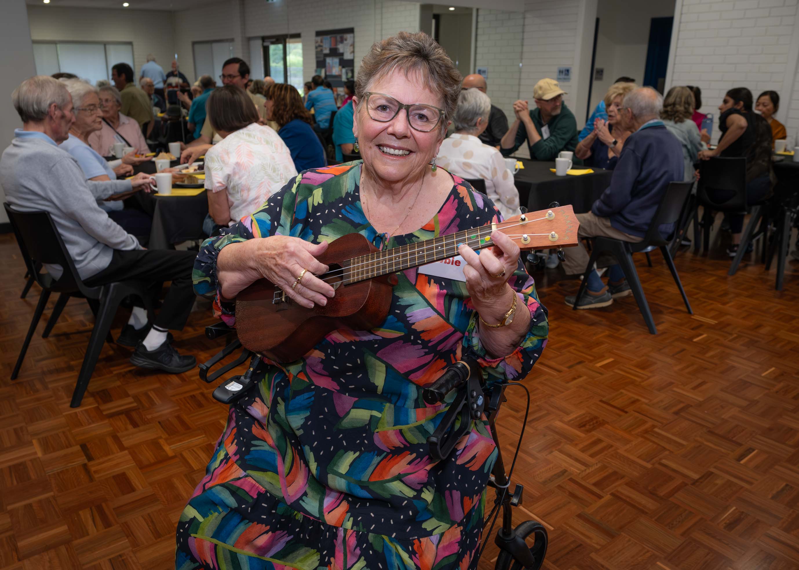 Bobbie Kidd with her ukulele