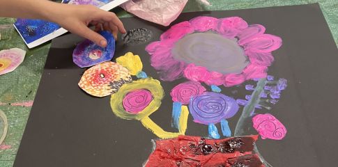 A child's drawing and painting