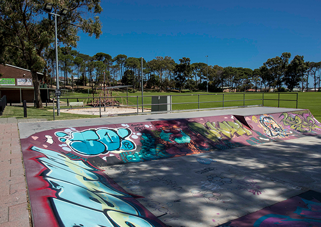 Skate board park and building