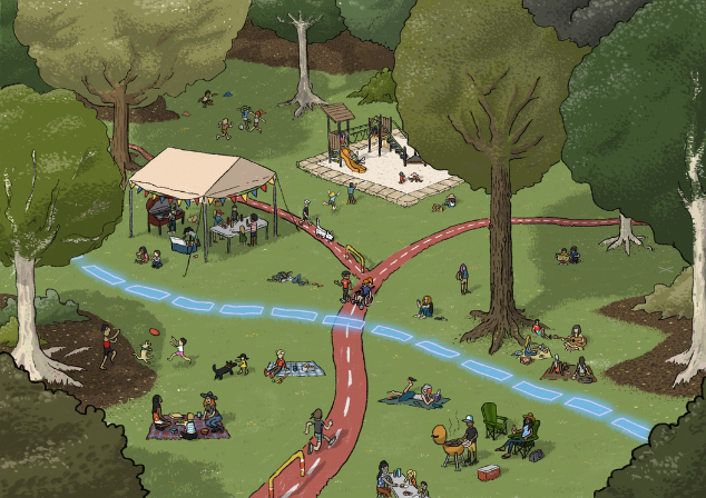 Illustration of a family-friendly picnic in a park