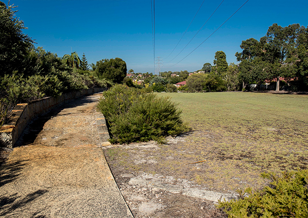 Grassed area with surrounding trees