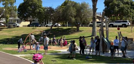 families and children playing at new webber reserve playground