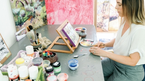 Artist paining a picture