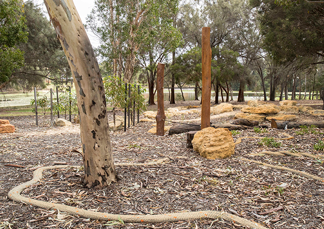 Bush land with trees and rocks