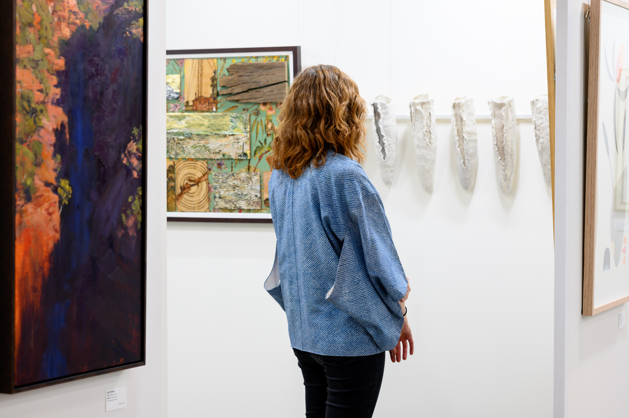 Person looking at art