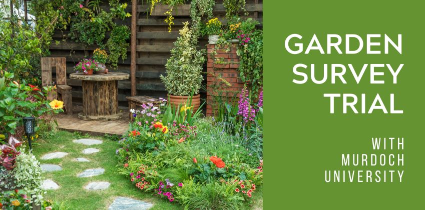 Event graphic with title and photograph of a garden