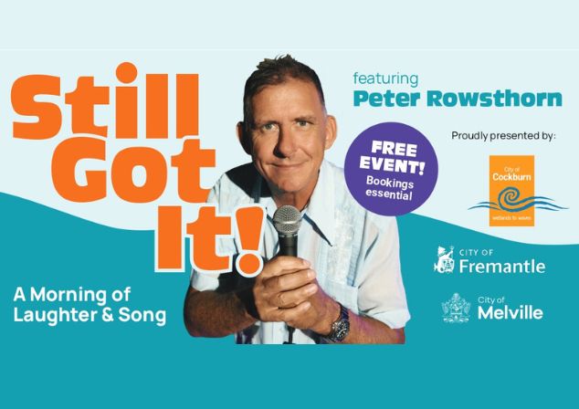 Peter Rowsthorn holding a microphone