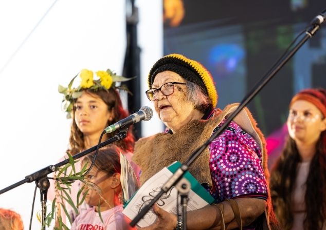Aunty Marie Taylor giving a Welcome to Country at Nitja